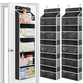 JARLINK Toy Stuffed Animal Storage, Over The Door Organizer W/Clear View Windows, 44lb Load, Baby Toy Storage Organizer for Nursery, Kid Bedroom, Newborn Baby Essentials (Light Grey)