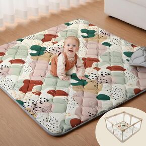 Blissful Diary Baby Play Mats for Floor, 59x59 Inch Thicker Foam Playmats for Babies and Toddlers, Soft Cushioning Baby Playpen Mat, Modern Abstract