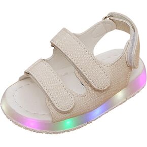 Light Up Toddler Sandals Baby Boys Girls Non Slip Open Toe Outdoor Beach Shoes Slip On Adjustable Strap Sneakers