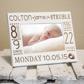 Personalized Birth Announcement Picture Frame with Stats - Newborn Baby Picture Frame - Nursery Decor - Gift for New Parents - Custom Baby Frame - Newborn Frame - Birth Information Frame