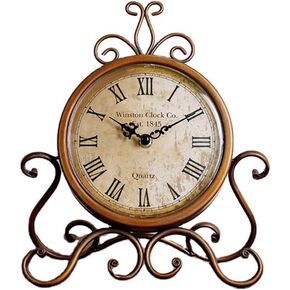 Battery Operated Table Clock Home Bedroom Living Room Office Decor Vintage Retro Iron Ornament
