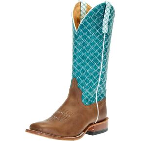 Macie Bean Womens Tex Marks the Spot Brown/Turq Square Toe Boot Brown