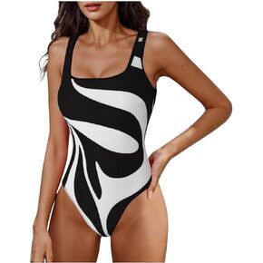 Womens Color Block One Piece Swimsuits Tummy Control Bathing Suits Slimming Beach Monokini Swimwear in Kuwait