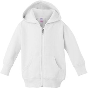 RABBIT SKINS Infant Baby Boys or Girls Plain Zip Zipper Fleece Hoodie Sweater Jacket (6 mo, White)