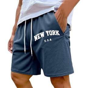 Men Shorts Cargo Cotton Print Drawstring Waist Track Shorts with Pocket Summer Workout Short Pants Trendy Casual
