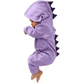 Baby Boys Girls Cartoon Dinosaur Long Sleeve Hooded Romper Jumpsuit Outfit Clothes