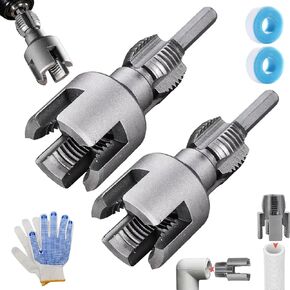 أداة خيط الأنابيب الداخلية والخارجية المتكاملة ، 1/2 "(DN15) 3/4" (DN20) أداة إعادة التنشيط ، مجموعة Threader PVC المتوافقة مع الحفر الكهربائية (1/2 "+3/4")