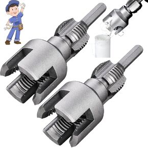 Pipe Thread Cutting Tool, Integrated Internal & External Pipe Threading Tool, Electric Drill Compatible PVC Plastic Threader Kit, 1/2" (DN15) 3/4" (DN20) Pip-e Sizes (1/2"+3/4")