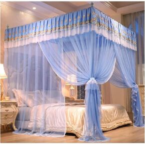 4 Corner Post Bed Canopy Mosquito Net - Easy Installation for Single & Double Beds | Bedroom Decor Bed Curtains(Pink-3,200X220cm/79X87in)