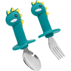 ERINGOGO Silicone Baby Fork Spoon First Stage Boys and Girls Cutlery Set - Safe for Toddlers Comfortable to Hold Design