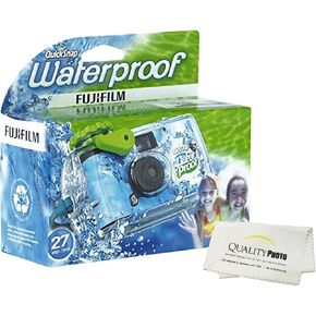 Fujifilm Quick Snap Waterproof 27 exposures 35mm Camera 800 Film, 1 Pack + Quality Photo Microfiber Cloth (4 Pack)