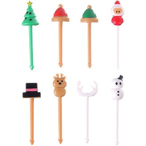 Fruit Sign for Kids Colorful Lunchbox Accessories 8pcs Christmas Picks Cartoon Shape Design Adorable Fun Reusable Forks Home Mix Color