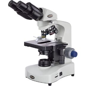 AmScope B340B Siedentopf Binocular Compound Microscope, 40X-2000X Magnification, Brightfield, LED Illumination, Abbe Condenser, Double-Layer Mechanical Stage
