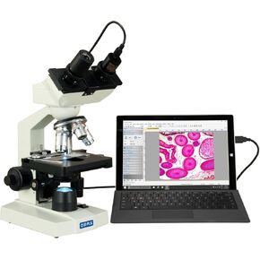 OMAX 40X-2500X LED Binocular Lab Compound Microscope with USB Camera and Mechanical Stage