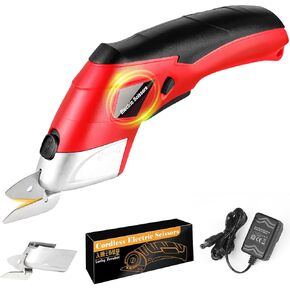Cardboard Cutter Electric Scissors Cordless Electric Scissors with 2 Blades Rechargeable Power Shears for Cutting Fabric Box Carpet Leather with Safety Lock Charger Tools Gifts for Men Women