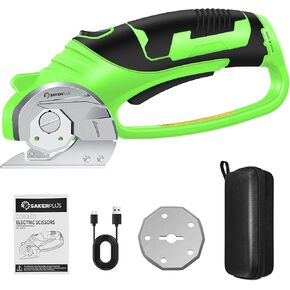Cordless Electric Scissors, 4V Rechargeable Cardboard Cutter, Cordless Box Cutter, Powerful Cardboard Scissors with Blade, LED Light, Safety Lock for Cutting Fabric Cardboard Leather