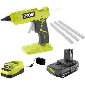 Ryobi 18-Volt One+ Cordless Glue Glue Gun مع شاحن وبطارية 18 فولت+ ليثيوم أيون (حزمة)
