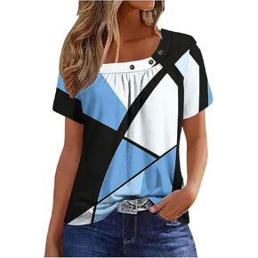 Short Sleeve Summer Tops for Women 2025 Trendy Casual Vintage Shirts Elegant Trendy Blouse Floral Tshirts Tees