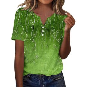 Womens Henley Tops Short Sleeve Loose Fit V Neck Causal Trendy Shirts Elegant Dressy Ladies Blouse Soft Comfy Tees in Kuwait