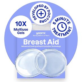 Breast Aid™ Patented Cryogel Soothing Pads for Sore Cracked Nipples, 10x Multiuse, Advanced Cooling Tech for Instant Relief & Repair, Rapid Hydration for Lasting Comfort for Breast Feeding Moms