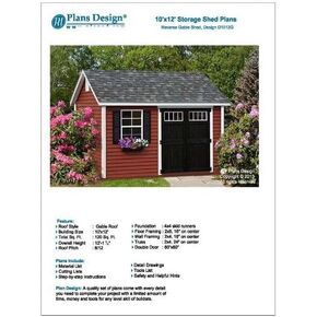 Deluxe Shed Plans 10' x 12' Reverse Gable Roof Style, Material List and Step By Step Included, Design # D1012G