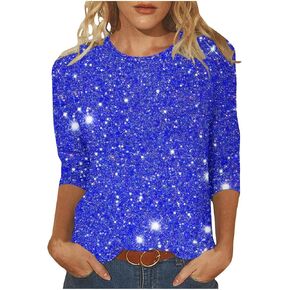 Womens Tops 3/4 Length Sleeve Tunic Floral Shirts Graphic Tees Trendy Dressy Elegant Blouse Business Tunic Soft Tees