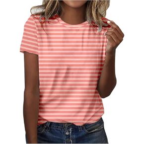 Womens T-Shirt Summer Casual Short Sleeve Tee Tops Graphic Shirts Casual Loose Fit Summer Boho Apparel Clothes