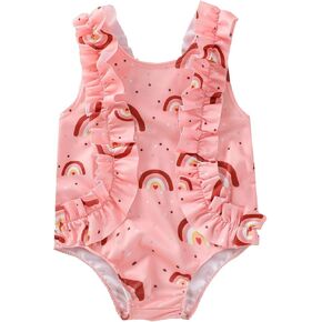 Infant Rainbow Wear Printed Summer Girls Baby Beach Bathing Swimwear Ruffles Sleeveless Swimsuit Suit Kids Swimsuits