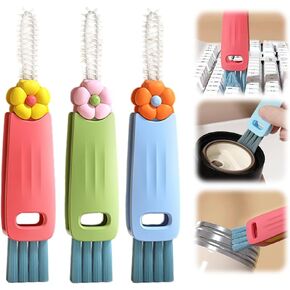 3 in 1 Cup Lid Cleaning Brush, 2025 New Crevice Cleaning Brush for Bottle Gap Tight Spaces, 3 in 1 Multifunctional Cleaning Portable Cup Lid Cleaner with Brush