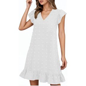 Summer Casual Dresses For Women 2025 Short Beach Vacation Dress V Neck Short Sleeve Lounge Mini Elegant Dresses