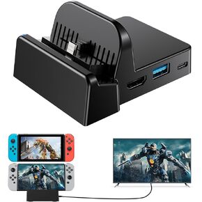 Docking Station for Switch/Switch OLED – Portable TV Dock Charger with USB 3.0 – Travel-Ready Docking Station for Switch, Ideal Replacement for Original Dock (No Cords & AC Adapter)