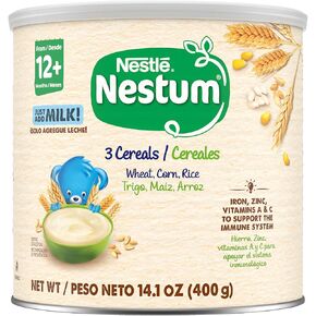 Nestle Nestum Junior Cereal, 3 Cereals - Wheat, Corn & Rice, Made for Toddlers 12 Months, 14.1 OZ Canister (Pack of 1)