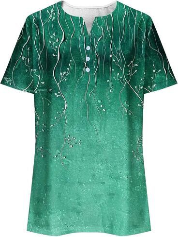 Womens Henley Tops Short Sleeve Loose Fit V Neck Causal Trendy Shirts Elegant Dressy Ladies Blouse Soft Comfy Tees in Kuwait