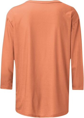 Womens Tops Plus Size 3/4 Sleeve Shirts Round Neck Loose Casual Blouses Solid Tshirts Basic Tees Tunic Fashion Clothes in Kuwait