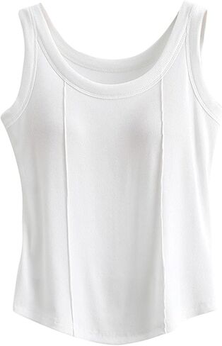 Women's Sleeveless Sweater Vest Summer Crew Neck Cotton Ribbed Knit Lightweight Pullover Casual Slim Fit Tank Tops in Saudi Arabia