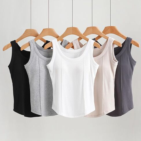 Women's Sleeveless Sweater Vest Summer Crew Neck Cotton Ribbed Knit Lightweight Pullover Casual Slim Fit Tank Tops in Saudi Arabia