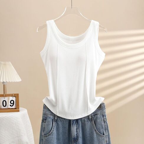 Women's Sleeveless Sweater Vest Summer Crew Neck Cotton Ribbed Knit Lightweight Pullover Casual Slim Fit Tank Tops in Saudi Arabia