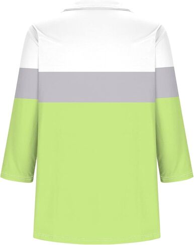 Womens V Neck Golf Shirts 3/4 Sleeve Collared Color Block Tops Business Casual Spring Summer Top Trendy Loose Blouse in Kuwait