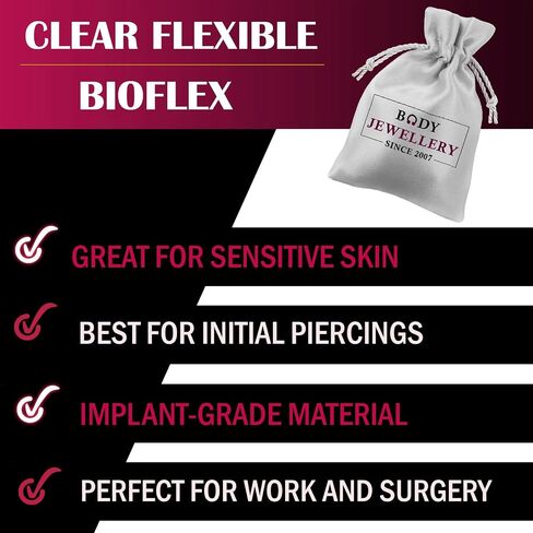bodyjewellery 3pcs 14g Belly Button Rings Navel Piercing Retainer Clear Flexible Acrylic Bioflex Rubber O Rings Jewelry Pick Size in Saudi Arabia