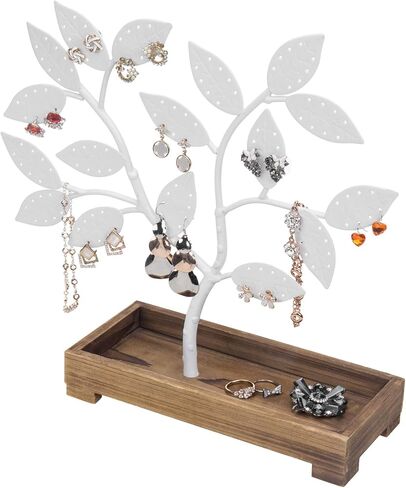 MyGift 3-Tier Black Metal Fountain Earring Holder Organizer and Ring Dish Jewelry Stand in Saudi Arabia