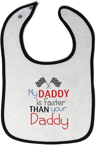 Custom Toddler & Baby Bibs Burp Cloths Dad My Daddy is Faster Than Your Race Car Dad Father's Day Cotton Baby Items for Baby Girl & Boy White Red Custom Text Here in Saudi Arabia