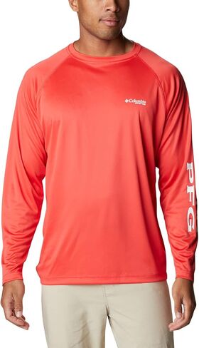 Columbia Men's Terminal Tackle Long Sleeve Shirt, Island Orange/Spring Blue Logo, XX-Large in Saudi Arabia