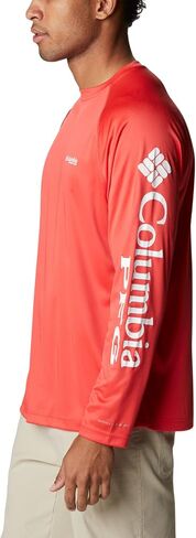 Columbia Men's Terminal Tackle Long Sleeve Shirt, Island Orange/Spring Blue Logo, XX-Large in Saudi Arabia