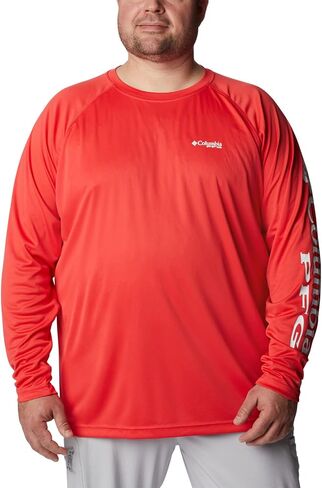 Columbia Men's Terminal Tackle Long Sleeve Shirt, Island Orange/Spring Blue Logo, XX-Large in Saudi Arabia