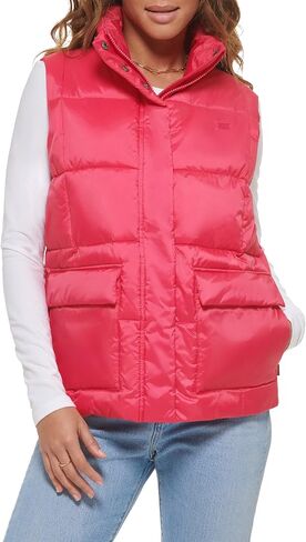 Levi's Women's Sporty Box Quilted Puffer Vest, Berry, Medium in Saudi Arabia
