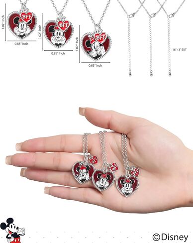 Disney Girls Minnie Mouse BFF Necklace Set of 3 - Best Friends Necklaces with BFF Charm and Minnie Mouse Pendant in Saudi Arabia