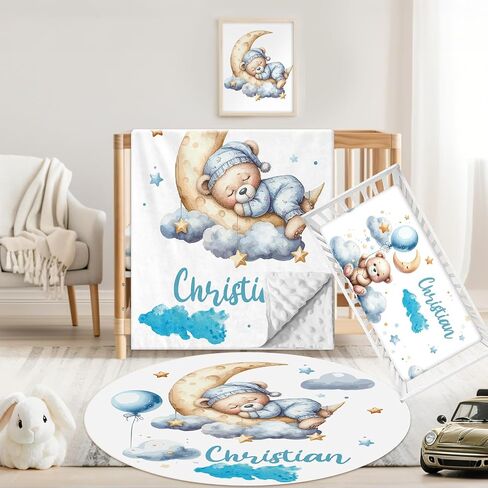 Custom Baby Crib Bedding Set, 3 Pcs Personalized Name Baby Crib Sets for Boys & Girls, Dinosaur Theme Nursery Bedding Set, Soft Toddler Bedding Crib Sets Customized Gifts for Infants in Saudi Arabia