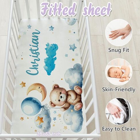Custom Baby Crib Bedding Set, 3 Pcs Personalized Name Baby Crib Sets for Boys & Girls, Dinosaur Theme Nursery Bedding Set, Soft Toddler Bedding Crib Sets Customized Gifts for Infants in Saudi Arabia