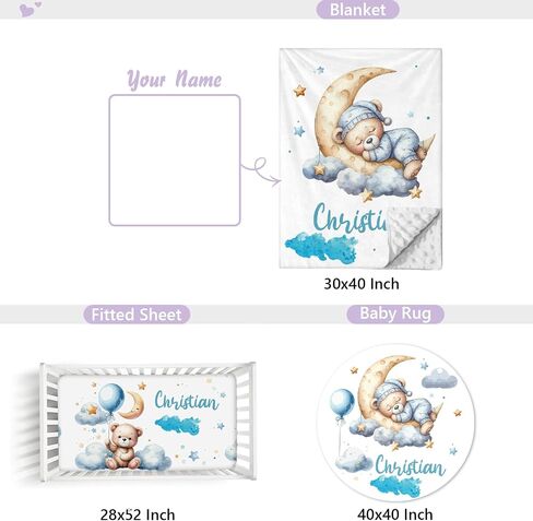 Custom Baby Crib Bedding Set, 3 Pcs Personalized Name Baby Crib Sets for Boys & Girls, Dinosaur Theme Nursery Bedding Set, Soft Toddler Bedding Crib Sets Customized Gifts for Infants in Saudi Arabia