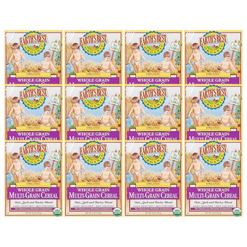 Earth's Best Organic Baby Food, Organic Whole Grain Oatmeal Baby Cereal, Non-GMO, Easily Digestible and Iron Fortified Baby Food, 8 oz Box (Pack of 12) in Saudi Arabia